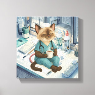 Krankenschwester hat eine Kaffeepause Leinwanddruck