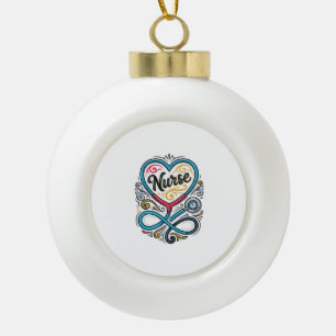 Krankenschwester Herz Stethoskop Vintage Gravur De Keramik Kugel-Ornament