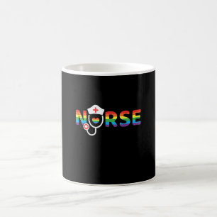 Krankenschwester Herzschlag Regenbogenflagge Lgbtq Kaffeetasse