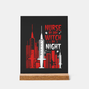 Krankenschwester-Hexen-Halloween-Skyline-Design_1 Acrylschild