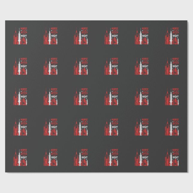 Krankenschwester-Hexen-Halloween-Skyline-Design_1 Geschenkpapier (Flach)