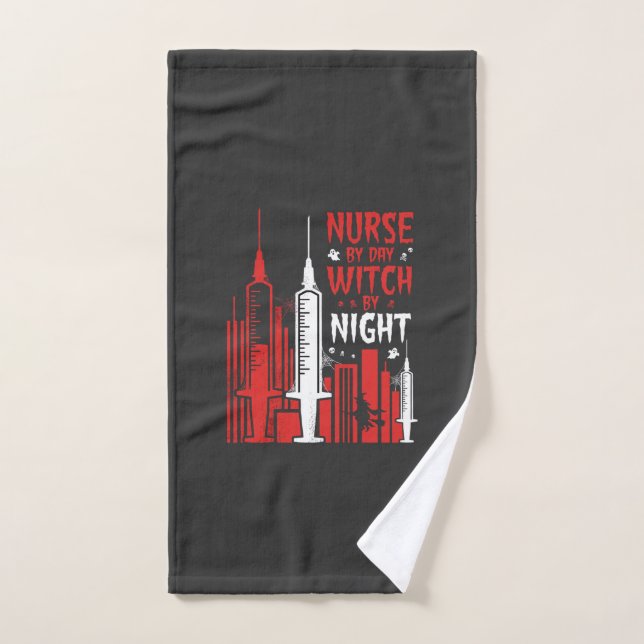 Krankenschwester-Hexen-Halloween-Skyline-Design_1 Handtuch (Handtuch)