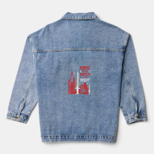 Krankenschwester-Hexen-Halloween-Skyline-Design_1 Jeansjacke