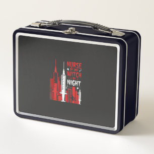 Krankenschwester-Hexen-Halloween-Skyline-Design_1 Metall Brotdose