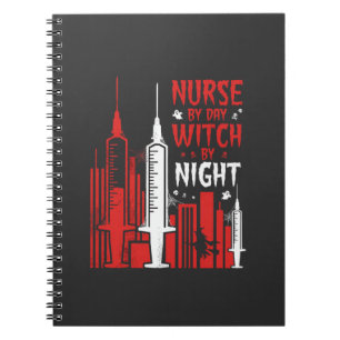 Krankenschwester-Hexen-Halloween-Skyline-Design_1 Notizblock