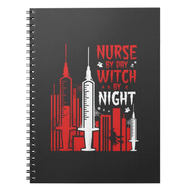 Krankenschwester-Hexen-Halloween-Skyline-Design_1 Notizblock (Vorderseite)
