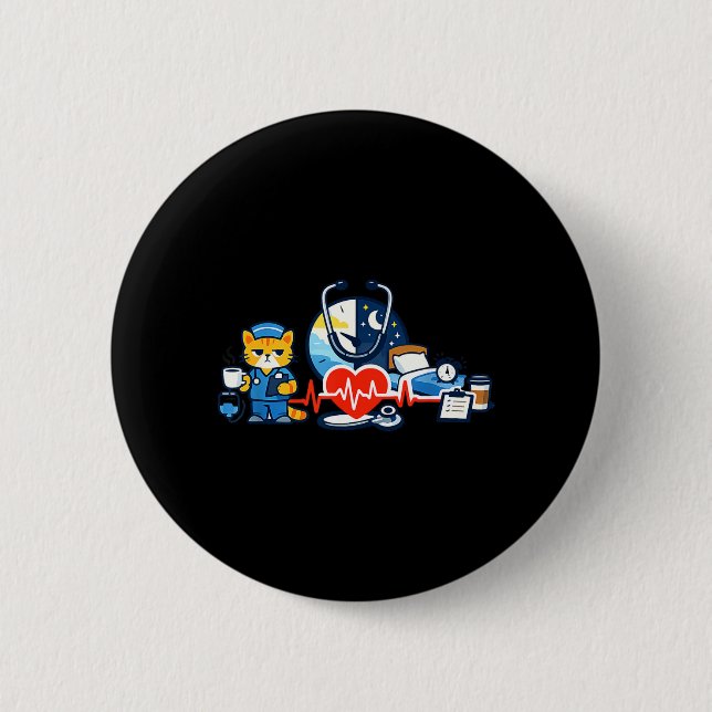 Krankenschwester-Humor-Nachtschicht-Emblem für RN- Button (Vorderseite)