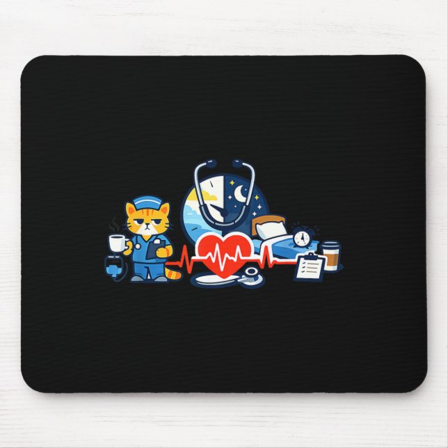 Krankenschwester Humor Nachtschicht Emblem für RN- Mousepad (Vorne)