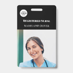 Krankenschwester ID Foto Schwarz Einfaches Logo Ab Ausweis