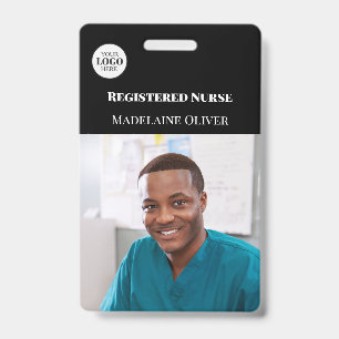Krankenschwester ID Foto Schwarzes einfaches Logo- Ausweis