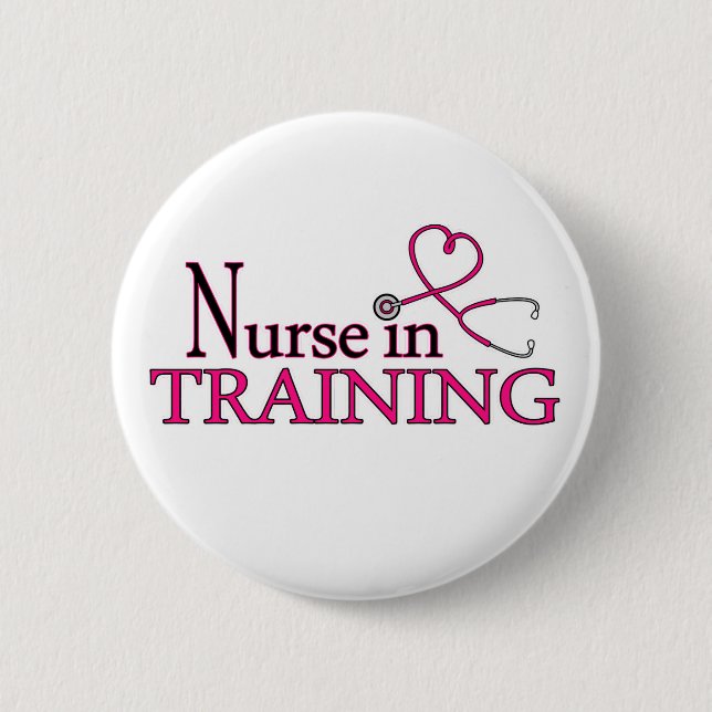 Krankenschwester im Training - Rosa Button (Vorderseite)