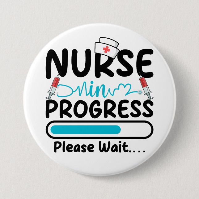 Krankenschwester in Ausbildung Lade Runde Schaltfl Button (Vorderseite)