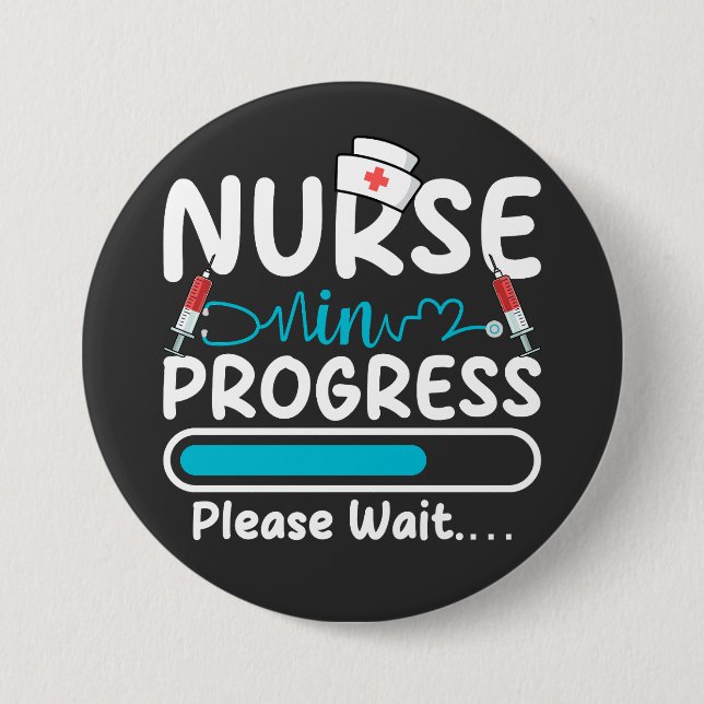 Krankenschwester in Ausbildung Lade Runde Schaltfl Button (Vorderseite)