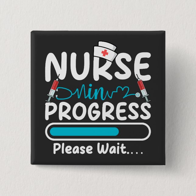 Krankenschwester in Ausbildung Ladequadrat-Schaltf Button (Vorderseite)
