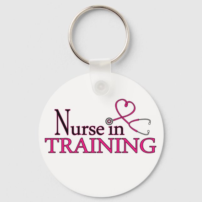 Krankenschwester in Ausbildung - Rosa Schlüsselanhänger (Vorderseite)