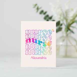 "Krankenschwester" in eleganten Regenbogenfarben Postkarte