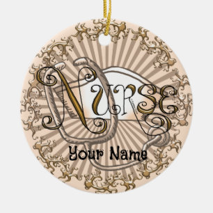 Krankenschwester in goldenen Buchstaben Keramik Ornament