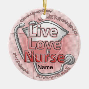 Krankenschwester in lebender Liebe Keramik Ornament