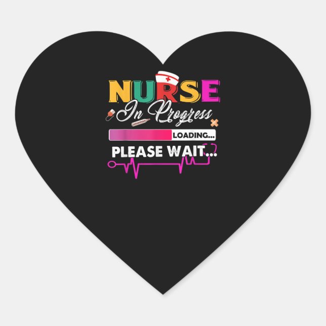 Krankenschwester in Progress Kindergärtnerschule b Herz-Aufkleber (Vorderseite)