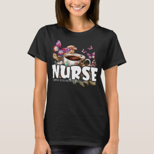 Krankenschwester: Kaffee-Cup mit Blume und Schmett T-Shirt