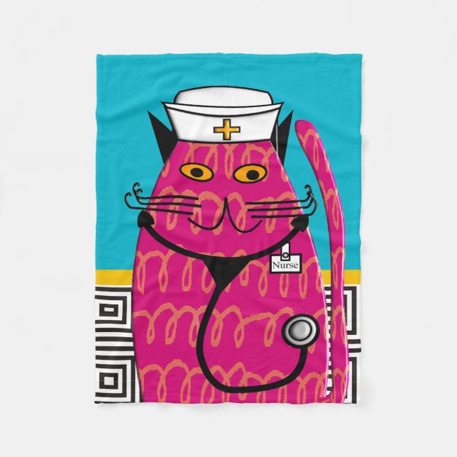 Krankenschwester-Katzen-Fleece-Decke III Fleecedecke (Vorderseite)