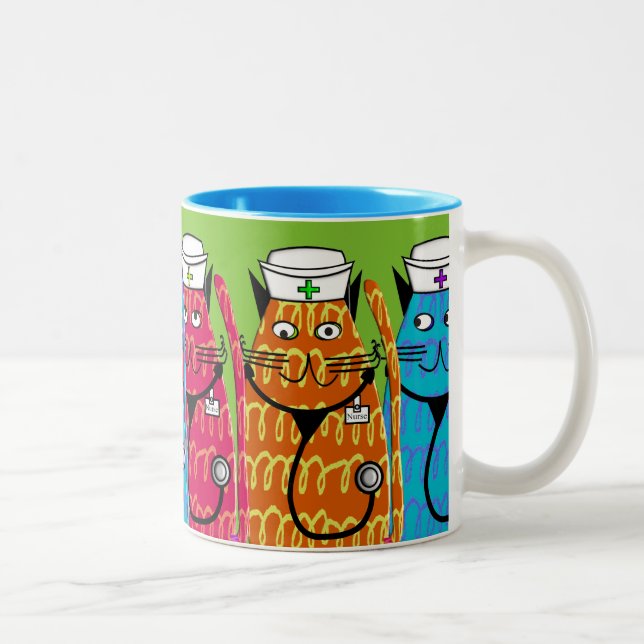 Krankenschwester-Katzen Zweifarbige Tasse (Rechts)
