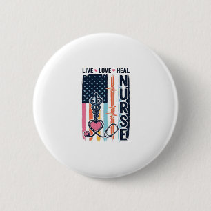 Krankenschwester Lebe Liebe Heile Patriotisches Vi Button