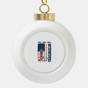 Krankenschwester Lebe Liebe Heile Patriotisches Vi Keramik Kugel-Ornament