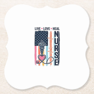Krankenschwester Lebe Liebe Heile Patriotisches Vi Untersetzer
