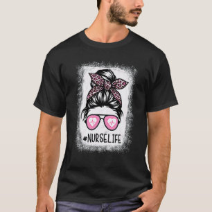 Krankenschwester Leben Gebleicht Rosa Leopard Uno T-Shirt