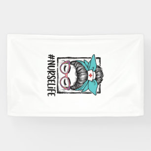 Krankenschwester Leben Unordentliche Bun-Rainbow-B Banner