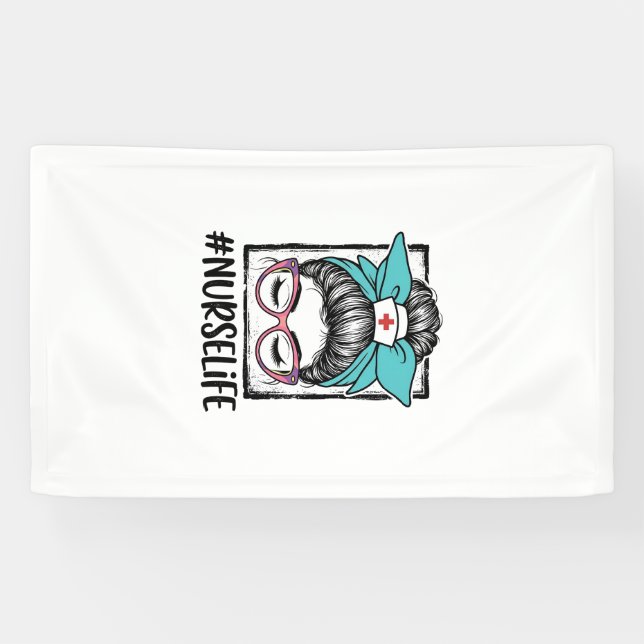 Krankenschwester Leben Unordentliche Bun-Rainbow-B Banner (Horizontal)