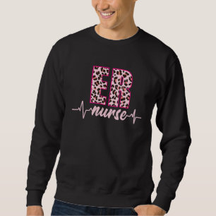Krankenschwester Leopard Herzschlag EKG Puls Krank Sweatshirt