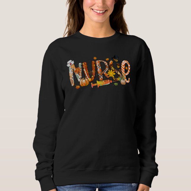 Krankenschwester Leopard Karo Pilgerhut Herbst Tha Sweatshirt (Vorderseite)