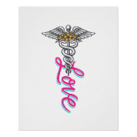 Krankenschwester Liebe Caduceus Floral Medizinisch
