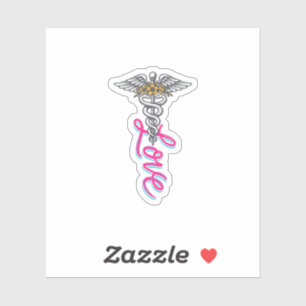 Krankenschwester Liebe Caduceus Florales Medizinis Aufkleber