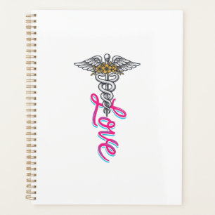 Krankenschwester Liebe Caduceus Florales Medizinis Planer