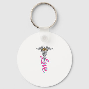 Krankenschwester Liebe Caduceus Florales Medizinis Schlüsselanhänger