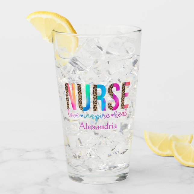 "Krankenschwester - Liebe, Inspiriert, heilen" in  Glas (Vorderseite Ice)