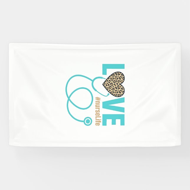 Krankenschwester Liebe Leopard Stethoskop Vektor D Banner (Horizontal)
