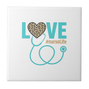 Krankenschwester Liebe Leopard Stethoskop Vektor D Fliese