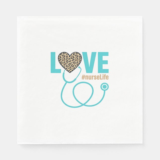Krankenschwester Liebe Leopard Stethoskop Vektor D Serviette (Vorderseite)