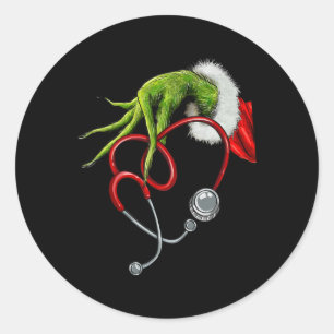 Krankenschwester Lustig Frohe Weihnachten Stethosk Runder Aufkleber