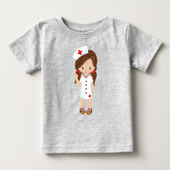 Krankenschwester, Medizin, Arzt, Niedliches Mädche Baby T-shirt (Vorderseite)