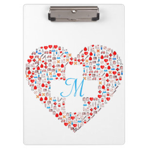 Krankenschwester-Medizin-Herz-Collage-Clipboard Klemmbrett