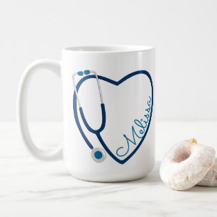 Krankenschwester Medizin Stethoskop Herz Blau Spaß Kaffeetasse