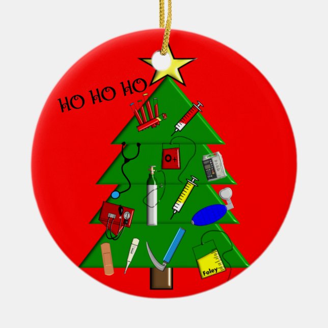 Krankenschwester-medizinische Weihnachtsverzierung Keramikornament (Vorne)