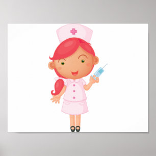 Krankenschwester mit einem Nadelpflaster Poster