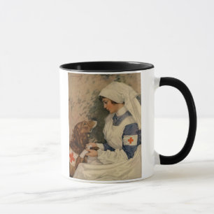 Krankenschwester mit goldenem Retriever 1917 Tasse