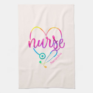 "Krankenschwester" mit Herz-Shaped Stethoscope Geschirrtuch